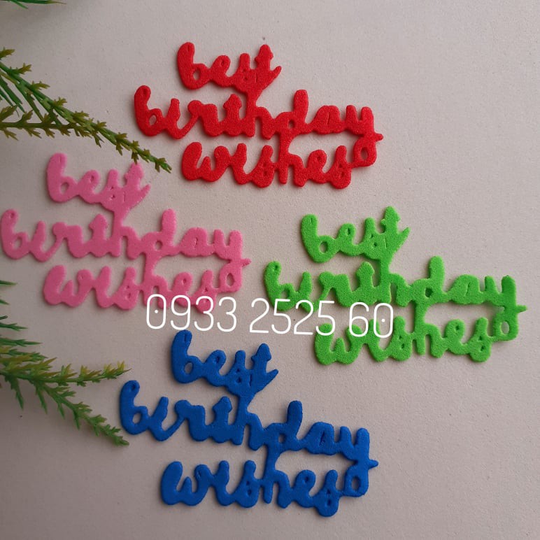 5 chữ Best Birthday Wishes bằng xốp, 5.8x3.7cm - Hình trang trí thiệp - Phụ kiện trang trí handmade - DIY - giấy xốp