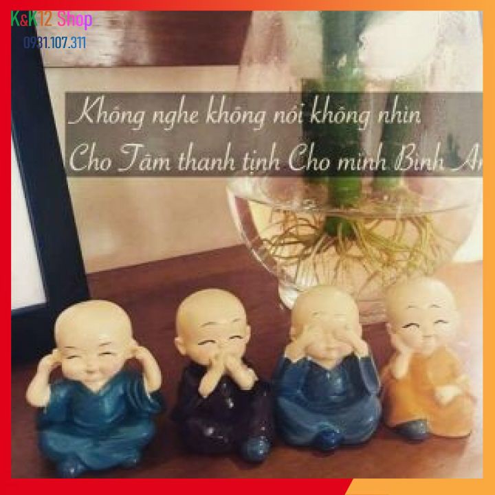 Trang trí bàn học bàn làm việc "Bộ Tượng 4 Chú Tiểu Bốn Không" Mang Lại Bình Yên, May Mắn, Để Bàn Làm Việc, Xe Hơi