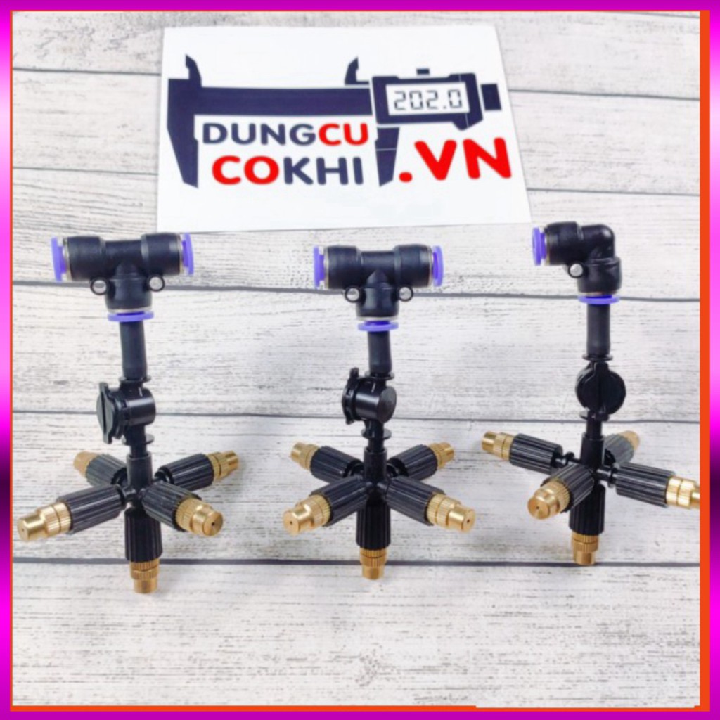 [GIÁ TỐT] 10m dây + 3 Béc phun sương 5 tia đồng, có chống nhỏ giọt kèm kết nối nhanh ống 8mm, dùng tưới cây, tưới lan