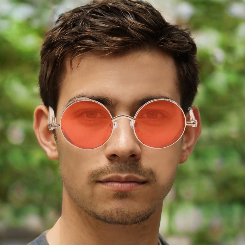 1 Kính Mát Tròn Phân Cực Gọng Kim Loại Chống Tia UV400 Phong Cách Steampunk Cổ Điển Thời Trang Cho Nam Và Nữ