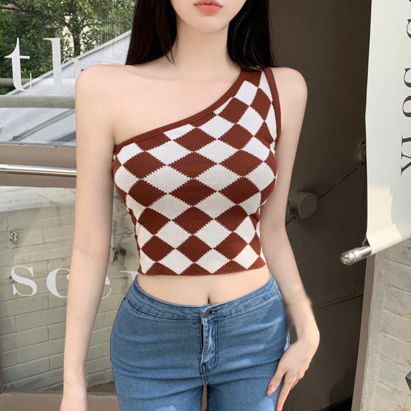 Áo Croptop Cổ Yếm Áo Tank Top Nữ Không Tay Một Dây Trọng Lượng Nhẹ Gợi Cảm Cho Nữ