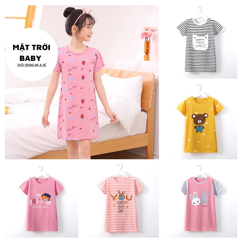 Váy bé gái dáng xuông chất cotton mềm, co giãn thoáng mát
