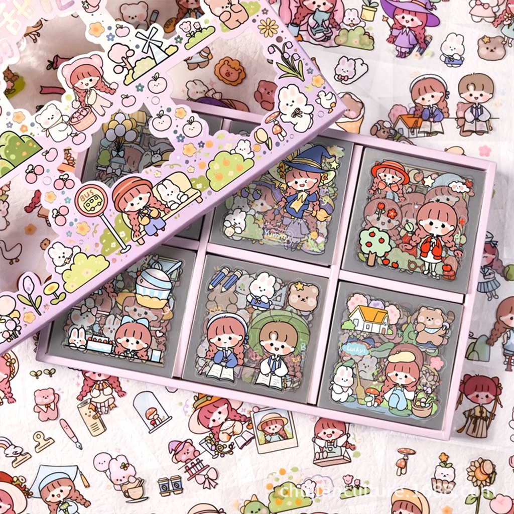 Set Chiết 10 Tấm Sticker Chủ Đề Cô Gái Dễ Thương