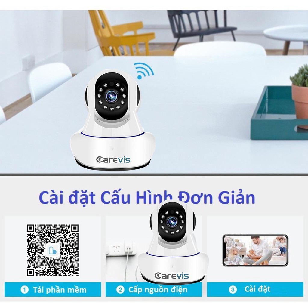 (Kèm thẻ nhớ 64GB) Camera WIFI - Camera Ip CareCam 3 Râu (R8)45X-XFL200 - Độ Phân Giải 2.0Mpx  (Carevis r8) | BigBuy360 - bigbuy360.vn