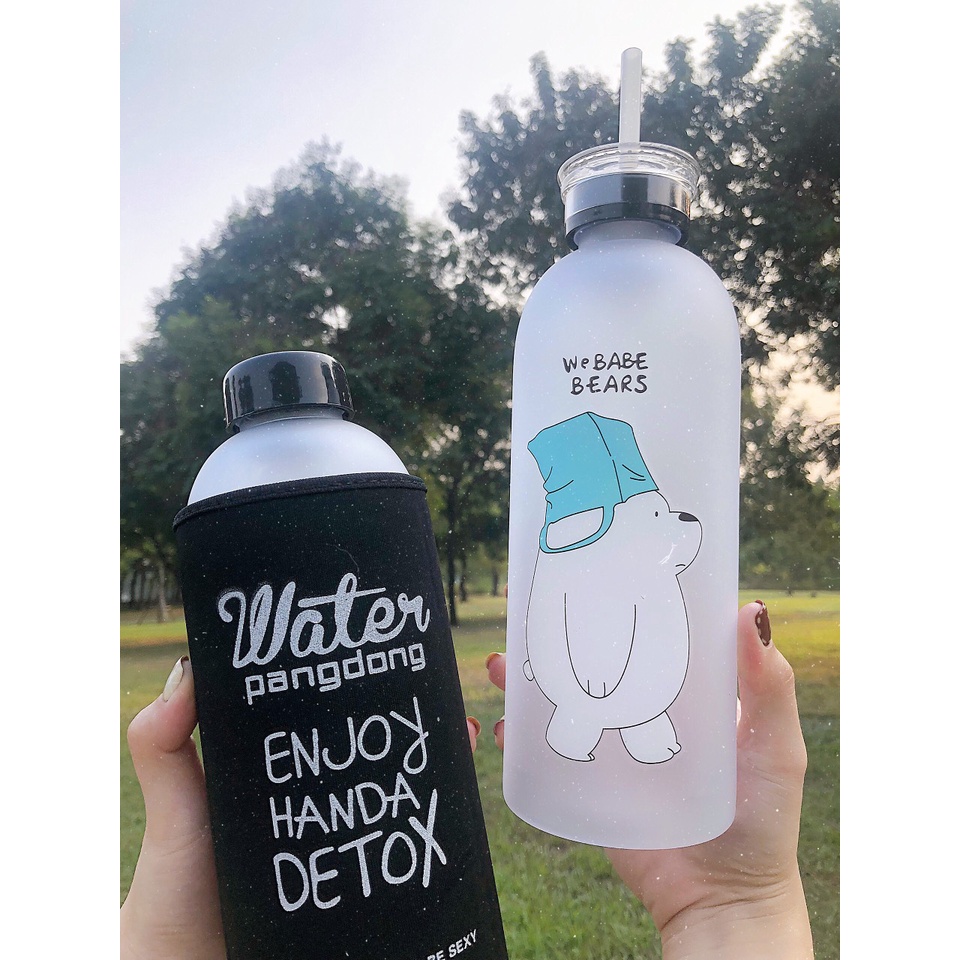 [𝑻𝒂̣̆𝒏𝒈 3 𝑳𝒊̀ 𝑿𝒊̀] Bình Nước Gấu Detox 1000 ml Chống Xước - Bình Nước Gấu Bear Đáng Yêu Kèm 7 Phụ Kiện Đa Năng MilkyPig