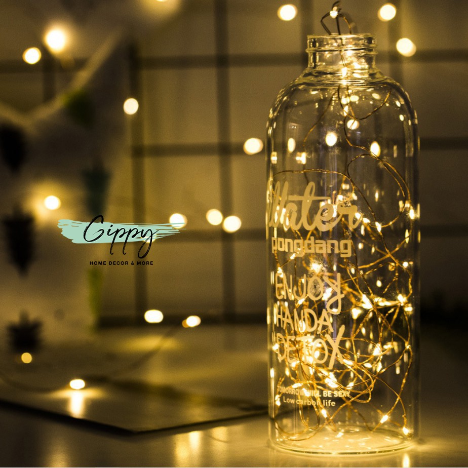 Đèn led dây fairy light đom đóm 3 chế độ nháy, có sẵn pin, dài 2m và 1m - phụ kiện trang trí - Gippy Decor