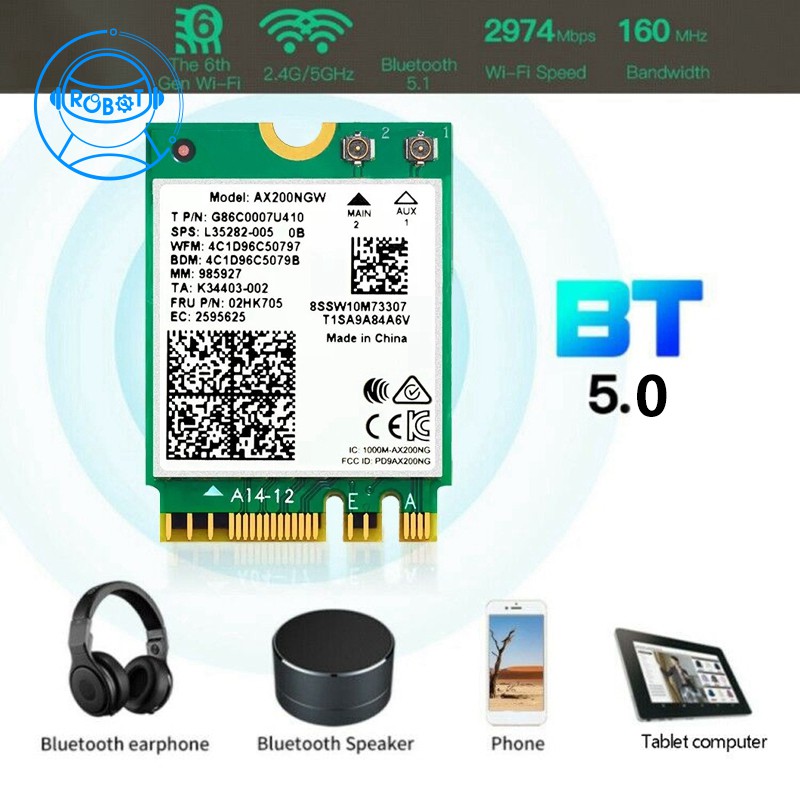 Ăng Ten Thu Sóng Wifi Ax200Ngw M.2 Ngff 802.11ax 5.0 2.4g / 5.0g | BigBuy360 - bigbuy360.vn