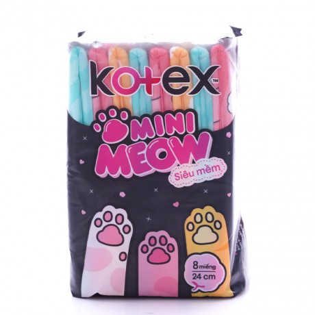 Băng vệ sinh Kotex Mini Meow siêu mềm 24cm (Gói 8 miếng)