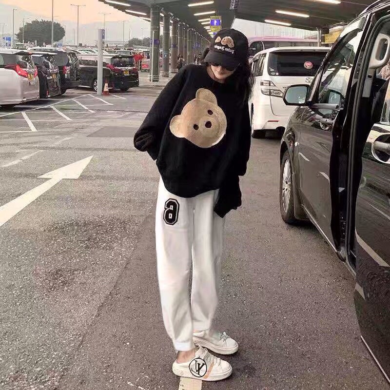Sét BỘ NỈ GẤU thêu kèm quần bom from thụng Unisex