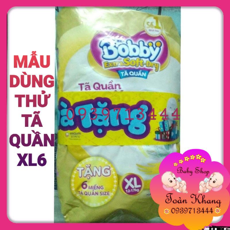 ♨️MẪU DÙNG THỬ♨️TÃ QUẦN SIÊU MỀM BOBBY EXTRA SOFT DRY GÓI 6 MIẾNG
