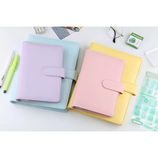 Set sổ còng Macaron bìa da size A5 tặng kèm set chia sổ