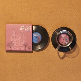 Bộ 2 Lót ly Hình Đĩa Than Sài Gòn đẹp lắm - CS010