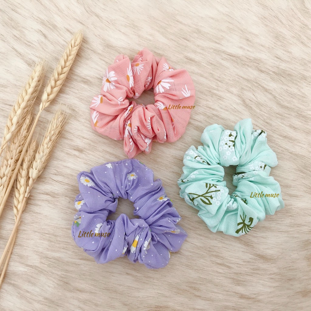 SCRUNCHIES vải hoa nhí Handmade  Little Muse  dây cột tóc nhiều màu điệu đà
