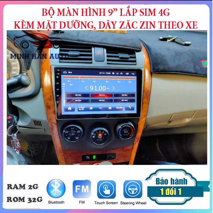 Bộ màn hình lắp sim 4G cho xe TOYOTA ALTIS 2008-2013,RAM 2G,ROM 32G-màn hình dvd ô tô giá rẻ,mua phụ kiện ô tô