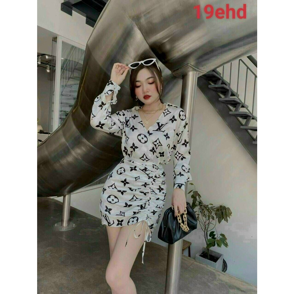 Váy Đầm Body Tay Dài Dự Tiệc In Họa Tiết Chữ Chất Lụa Mềm Mịn Kiểu Dáng Sang Trọng, Quyến Rũ Thời Trang Nữ Minh Phúc