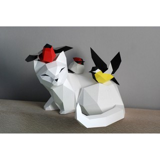 Mèo yin&yang - mô hình giấy