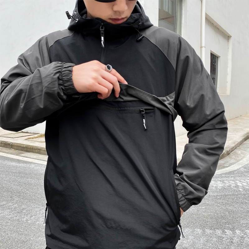 Áo Khoác Thể Thao Nike 100% Chống Thấm Nước Có Mũ Trùm Đầu Phối Khóa Kéo Phong Cách Retro Cho Nam BV5386-873