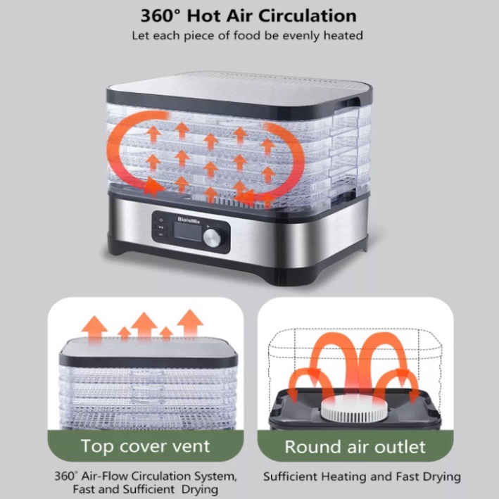 Máy sấy thực phẩm 5 tầng thương hiệu Biolomix BD-1200E - Công suất 400W - Hàng Nhập Khẩu
