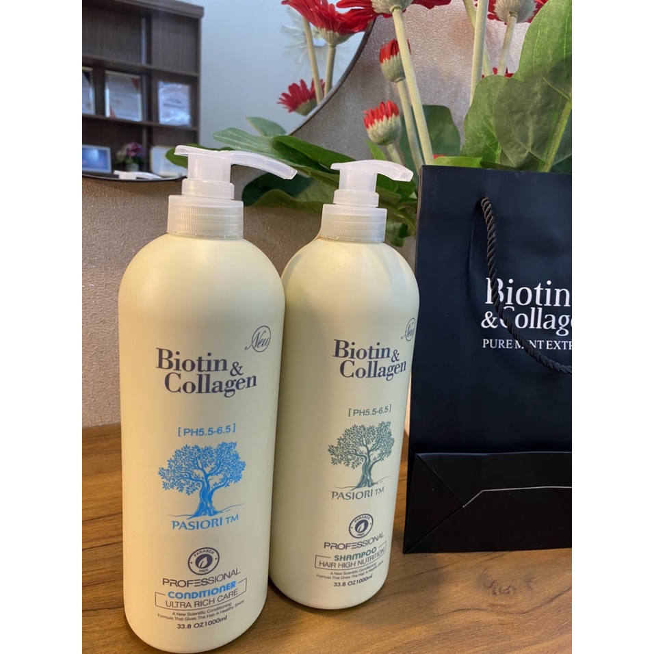 Bộ dầu gội &amp; xả ngăn rụng tóc Biotin Collagen Professional 1000ml