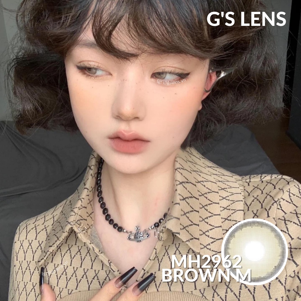Lens Mắt Kính Áp Tròng Nâu Xám Tây Giãn Vừa Size M 14.5mm Có 0 Đến 6 Độ Cận Mh2962 Brown
