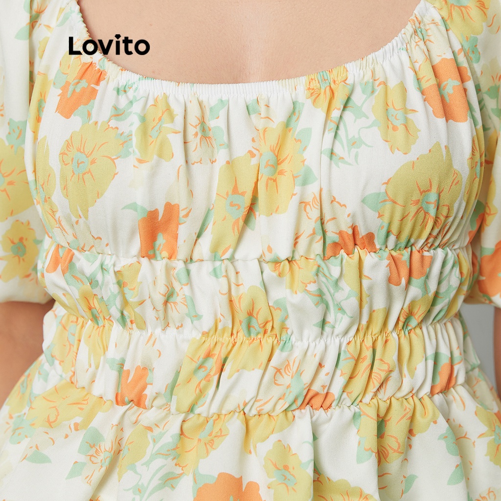 Áo Lovito mềm mịn họa tiết hoa phong cách thường ngày L27ED027 (nhiều màu sắc)