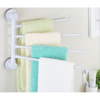 Giá treo khăn 4 nhánh xoay 180 độ dùng móc hít Ecoco 1610