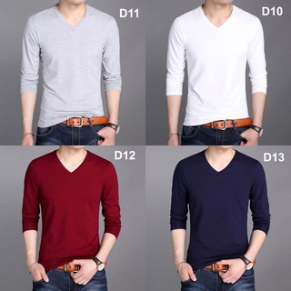 Áo Thun, Áo Phông Nam Dài Tay Cotton cao Cấp - Áo thun nam dài tay cổ tim, giữ nhiệt, chất cotton chống nhăn
