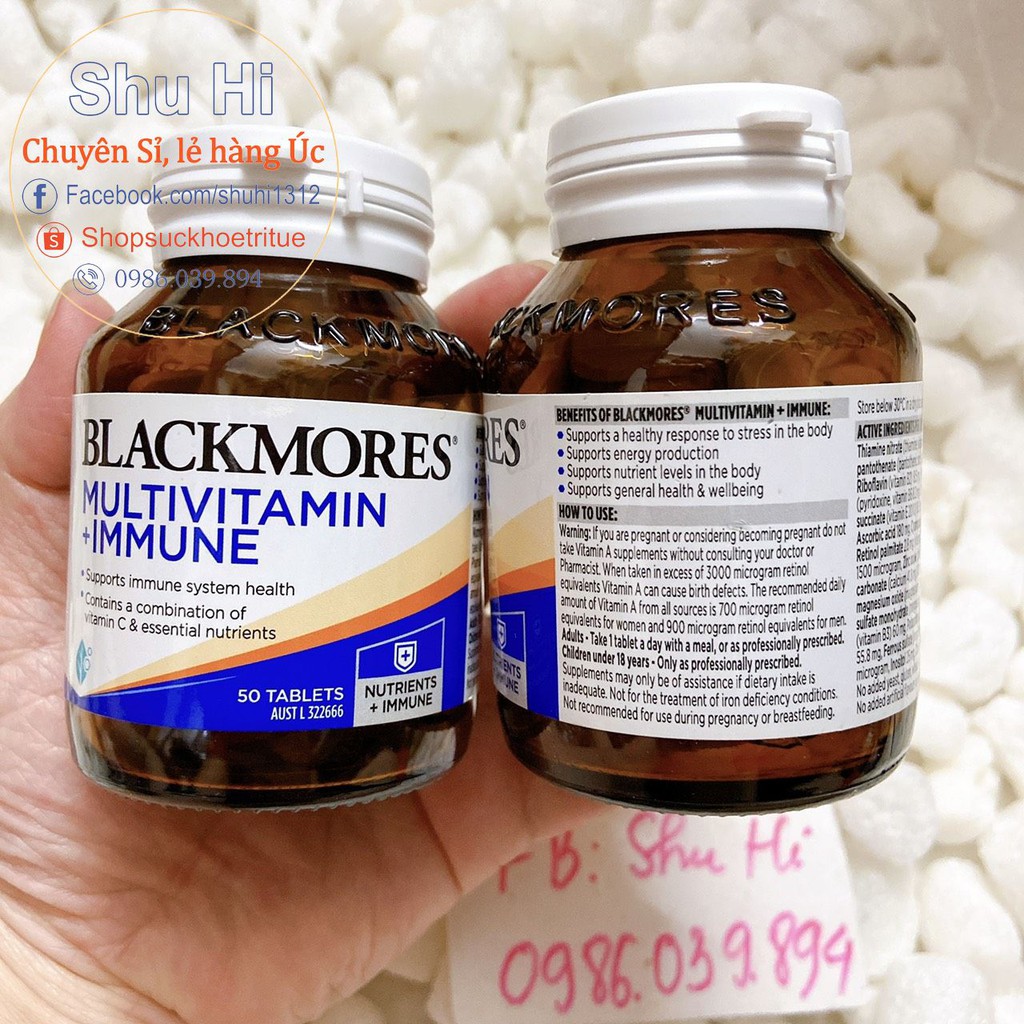 Blackmores Multivitamin for Men, women, immune 50 viên Úc - Vitamin tổng hợp cho nam, nữ, tăng đề kháng_chính hãng | Thế Giới Skin Care
