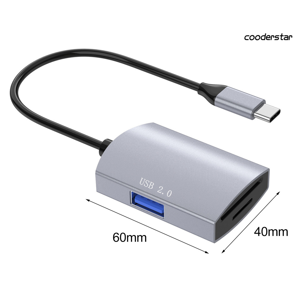 Đầu Đọc Thẻ Nhớ 3 Trong 1 Type-C Hub Usb2.0