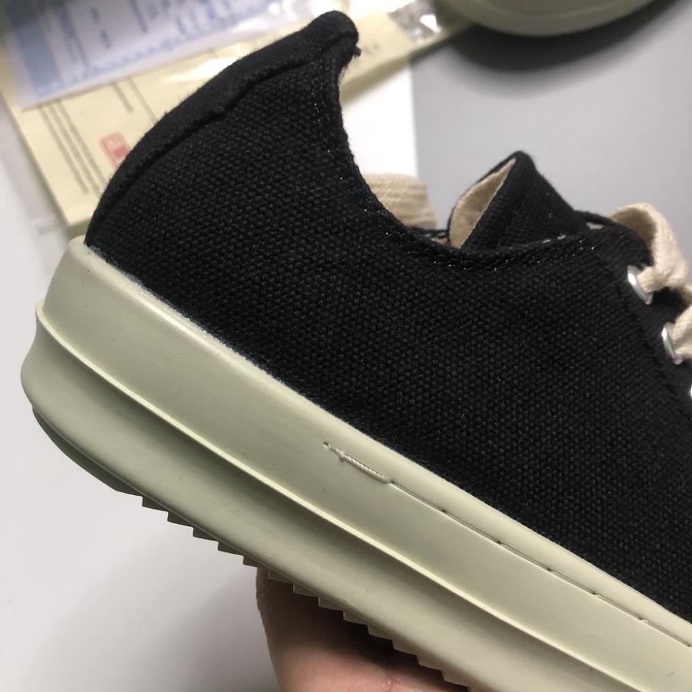 Giày Rick Owen, Giày Thể Thao Sneaker Rick Own Đen Cổ Thấp Đế Thơm Hương Vani, Đế Khâu Full Size Nam Nữ