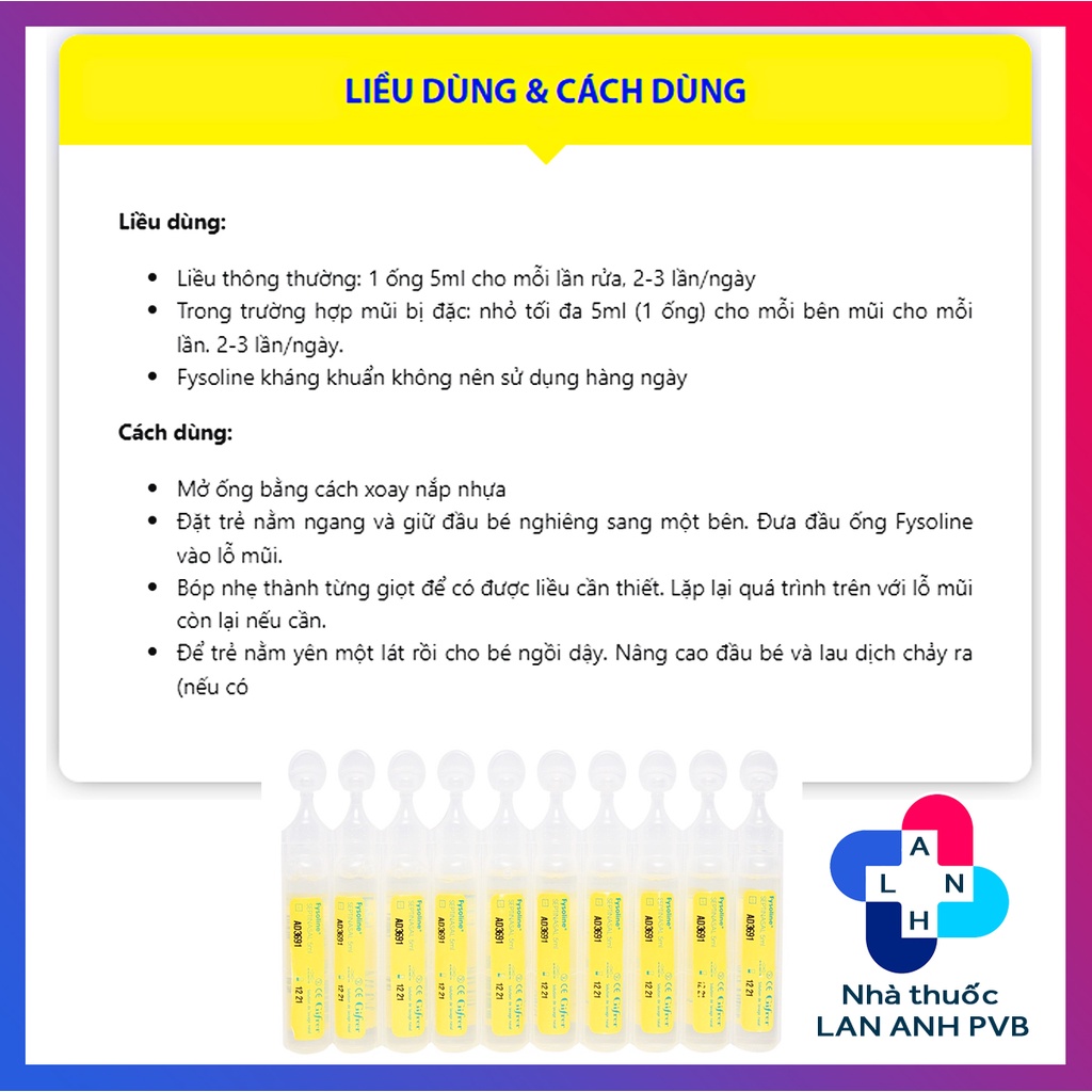 FYSOLINE  – Nước muối sinh lý cho bé từ 0 tháng tuổi.