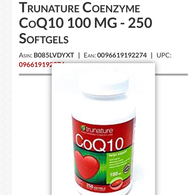 [Chính Hãng ]Viên Uống Trunature CoQ10 100mg Của Mỹ chai 250 viên