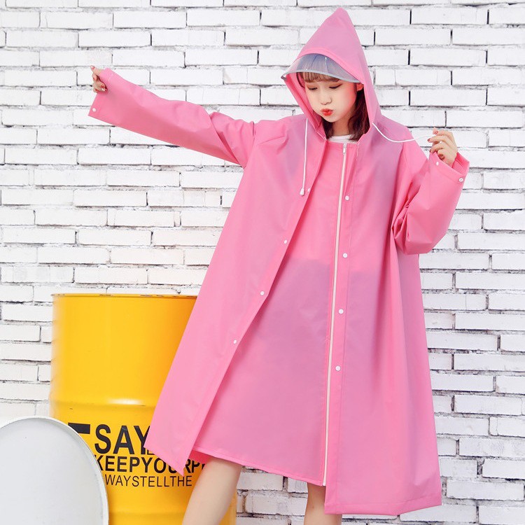 🍓Áo mưa người lớn dáng dài phối nút và dây kéo🍓
