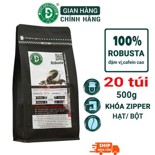 [GIÁ SỈ] 10kg Cà Phê Robusta Rang Mộc Nguyên Chất dùng Pha Phin, Pha Máy  D COFFEE (20 gói 500g)