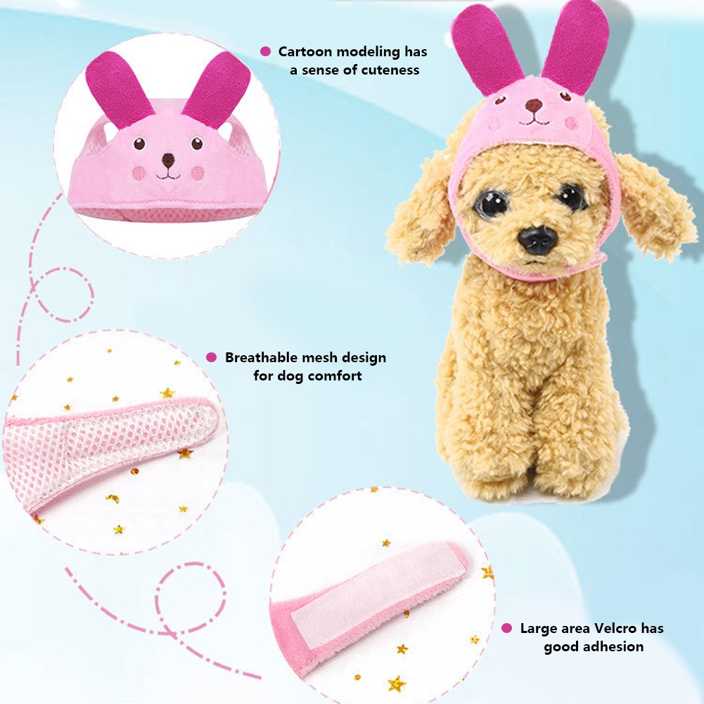 Mũ Tai Thỏ Bằng Vải Lông Có Thể Điều Chỉnh Kích Thước Dễ Thương Cho Thú Cưng