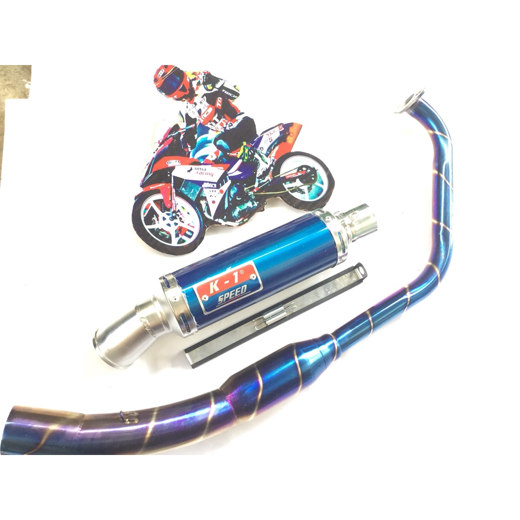Pô K1 XANH full cổ bầu hơi titan gắn cho exciter, winer, sonic, raider fi, satria, gsx, cbr, fz, tfx, r15