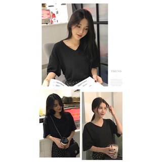MM944 Áo phông nữ, áo thun nữ cổ tim basic (hàng Quảng Châu) cao cấp