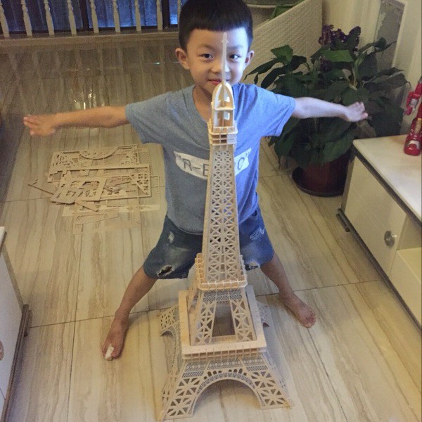 Đồ chơi lắp ráp gỗ 3D Mô hình Tháp Eiffel Eiffel Tower HD-F001D - Tặng kèm đèn LED