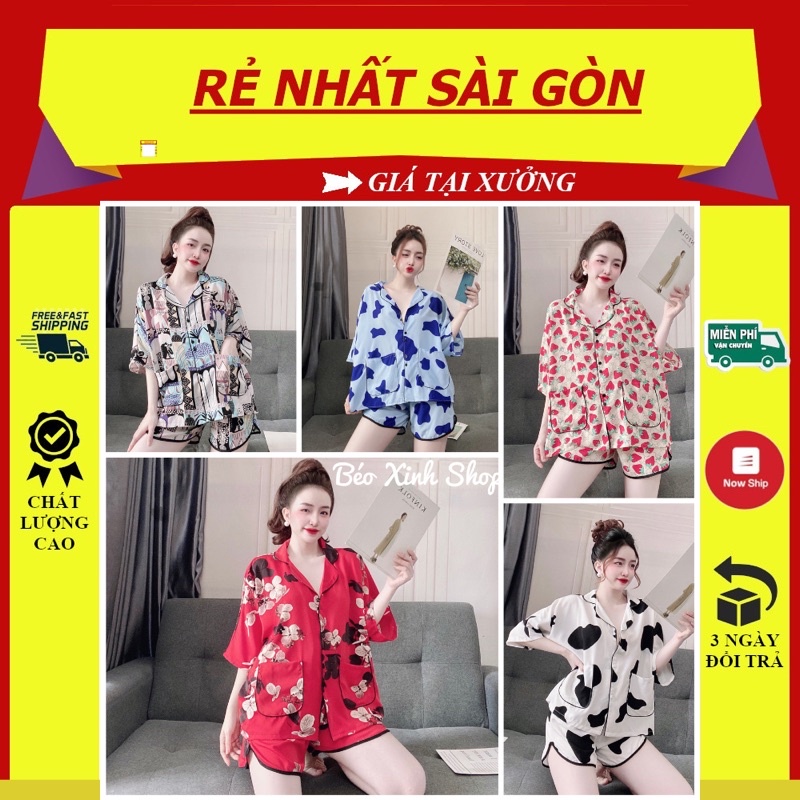 [Cánh Dơi ] Lụa Mang gồ Đùi Đồ Bộ Pyjama Bigsize 40-100kg Cao Cấp Kiểu Dáng Đẹp Vải Mango Lạnh Mặc Cực Thích