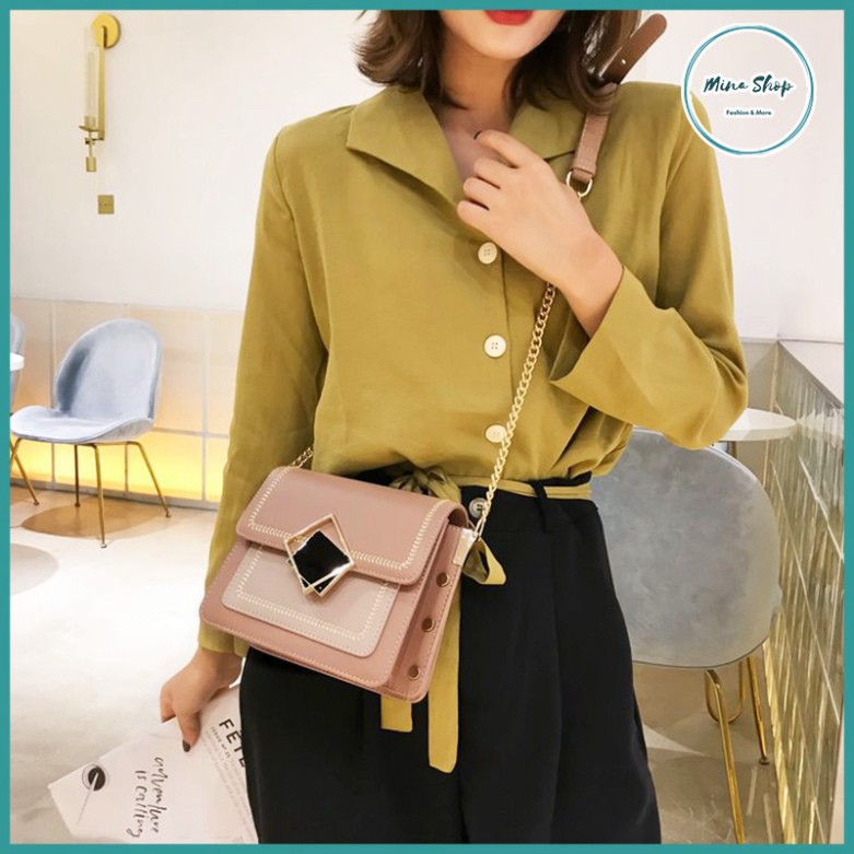 Túi đeo chéo nữ khóa vuông, túi xách nhiều ngăn tiện lợi, kiểu dáng thời trang, dễ phối đồ | BigBuy360 - bigbuy360.vn