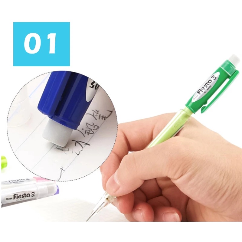 Bút Chì Kim Pentel Fiesta AX105 Ngòi 0.5mm | Thiết Kế Thân Trong Đẹp Mắt | Trang Bị Đầu tẩy | 4 Màu Vỏ