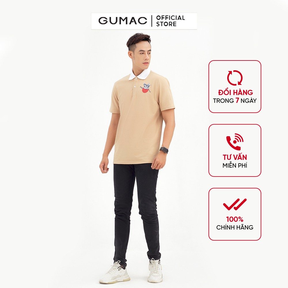 [Mã WABRGD12 giảm 10% đơn 250K] Áo thun polo nam in hạc GUMAC ATNB589
