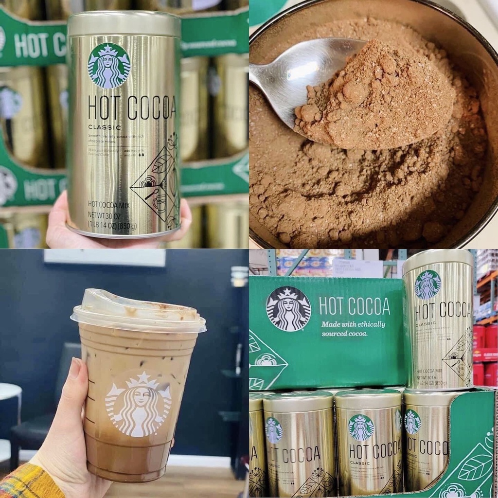 Bột cacao Starbucks Hot Cocoa Classic của Mỹ hộp 850gr