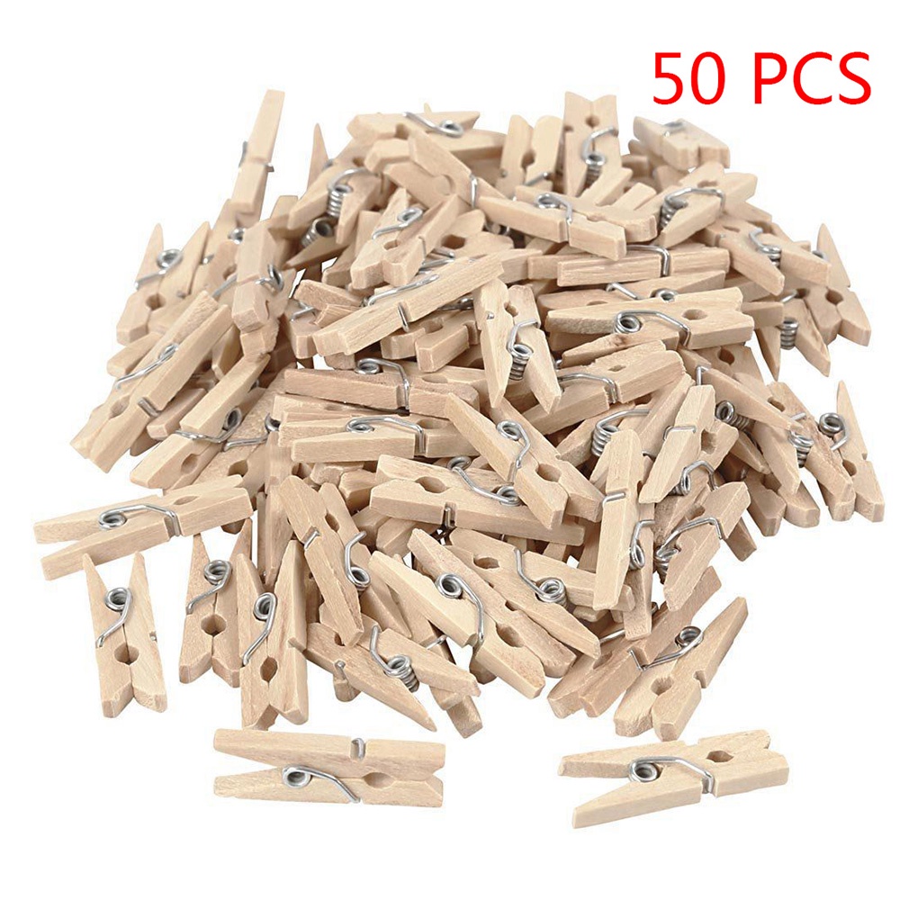 Set 50/100 Kẹp Ảnh Bằng Gỗ Tự Nhiên 25mm