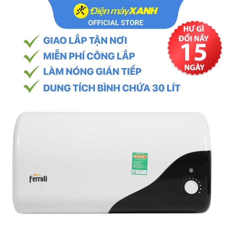 Máy nước nóng gián tiếp Ferroli 30 lít 2500W MIDO-DE