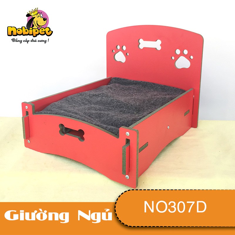 Giường Nằm Gỗ Lắp Ráp Queen Mini Màu Đỏ Cho Dòng Chó Mèo Nhỏ