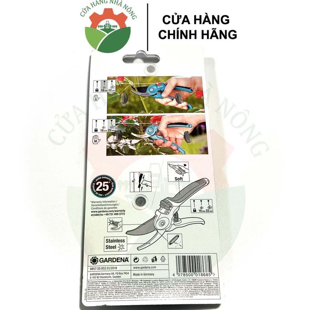 Kéo làm vườn cắt cành GARDENA 08857-20 hàng chính hãng Germany