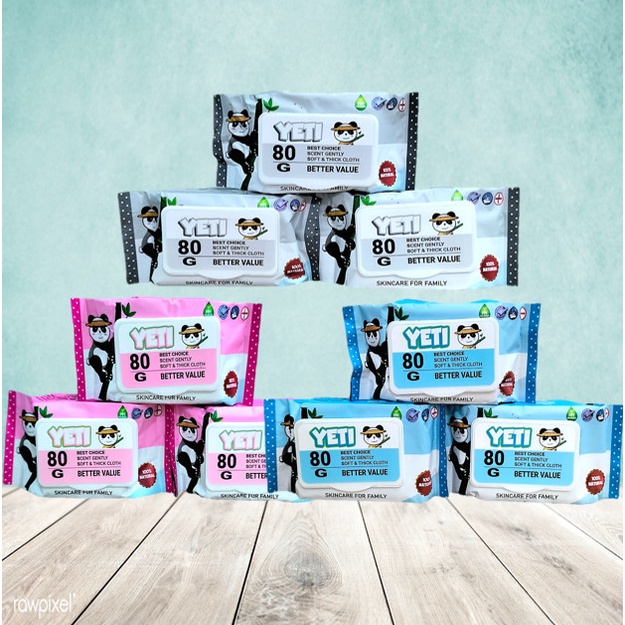 Combo 3 Bịch Khăn Giấy Ướt YeTi Thái Lan Không Mùi 80gr