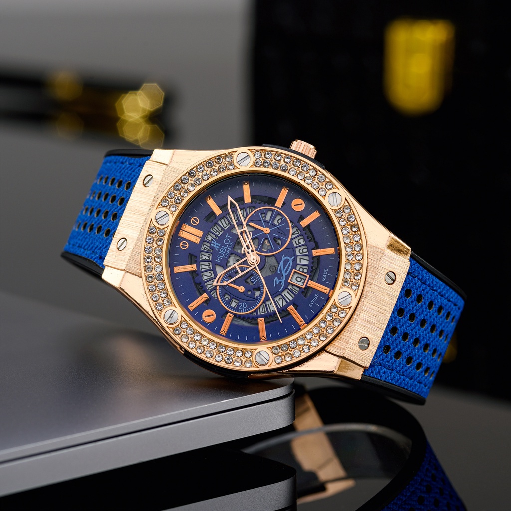 [Hublot nam] Đồng hồ nam Hublot mặt tròn size 42 máy pin cao cấp dây da chống nước DH204 vip63