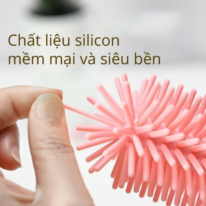 Cọ bình sữa Silicon cao cấp tay cầm xoay 360 độ dùng cho mọi loại bình MeiMi CRB001